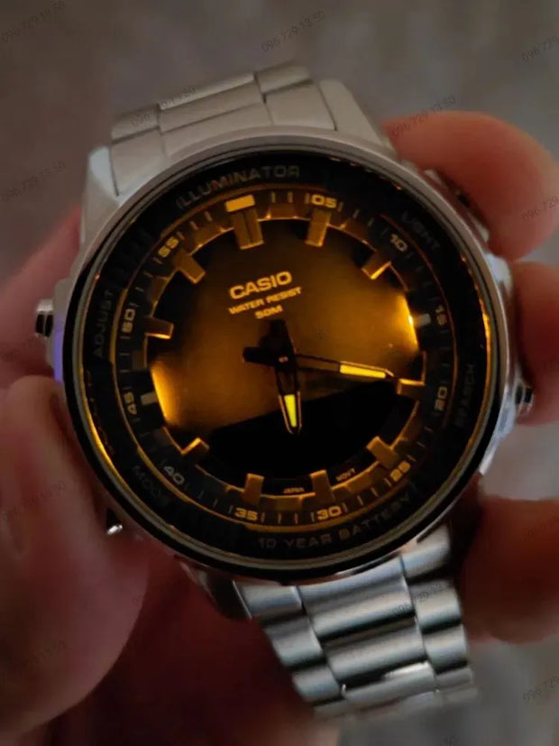 Classic Men’s Watch – Water Resistant, Dual Time, 10-Year Power